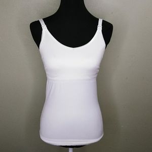 😻 4/$25 Basics Fitted White Cami with Built-in Bra S NWOT